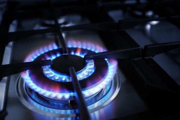 Closeup on gas stove burner with blue flames (photo: Carlos Caetano)